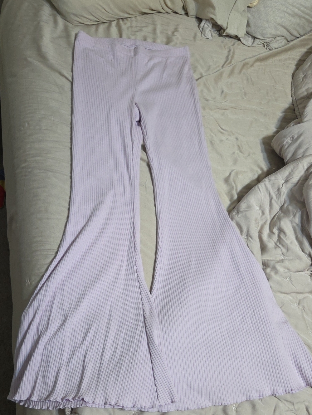 aerie Lavender Ribbed Wide-Leg Pants